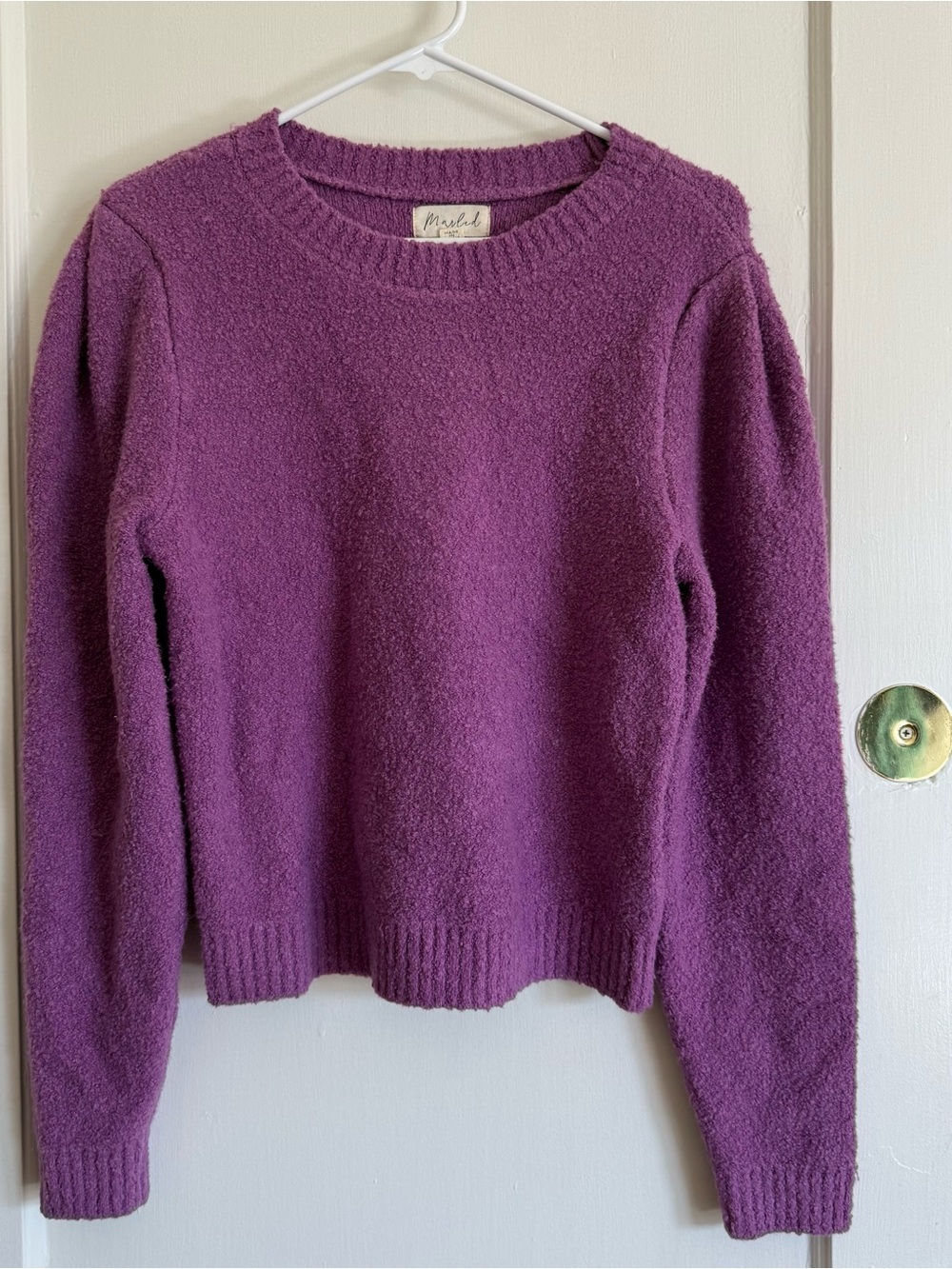 Marled Purple Bouclé Crewneck Sweater